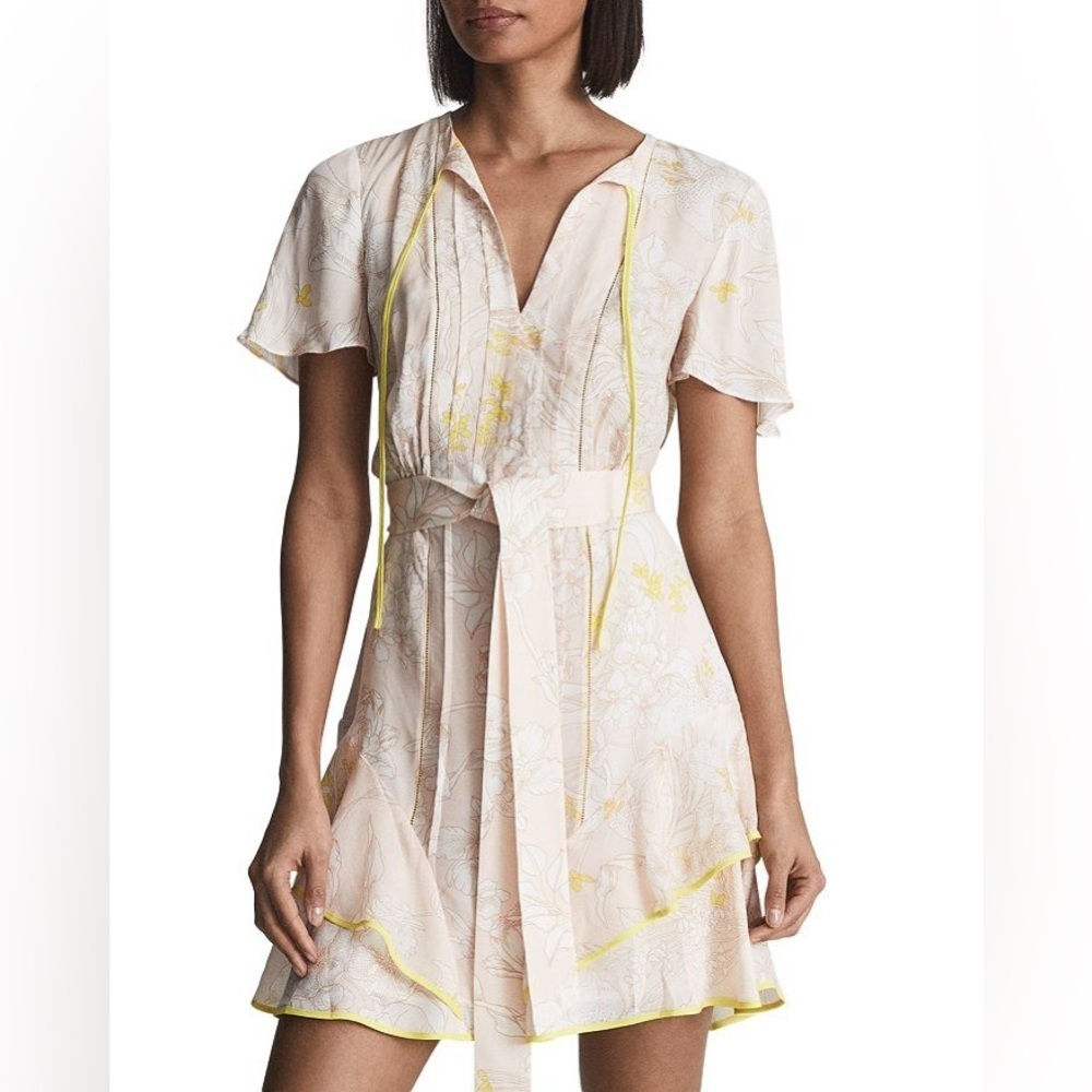 REISS Carlotta Belted Flippy Dress